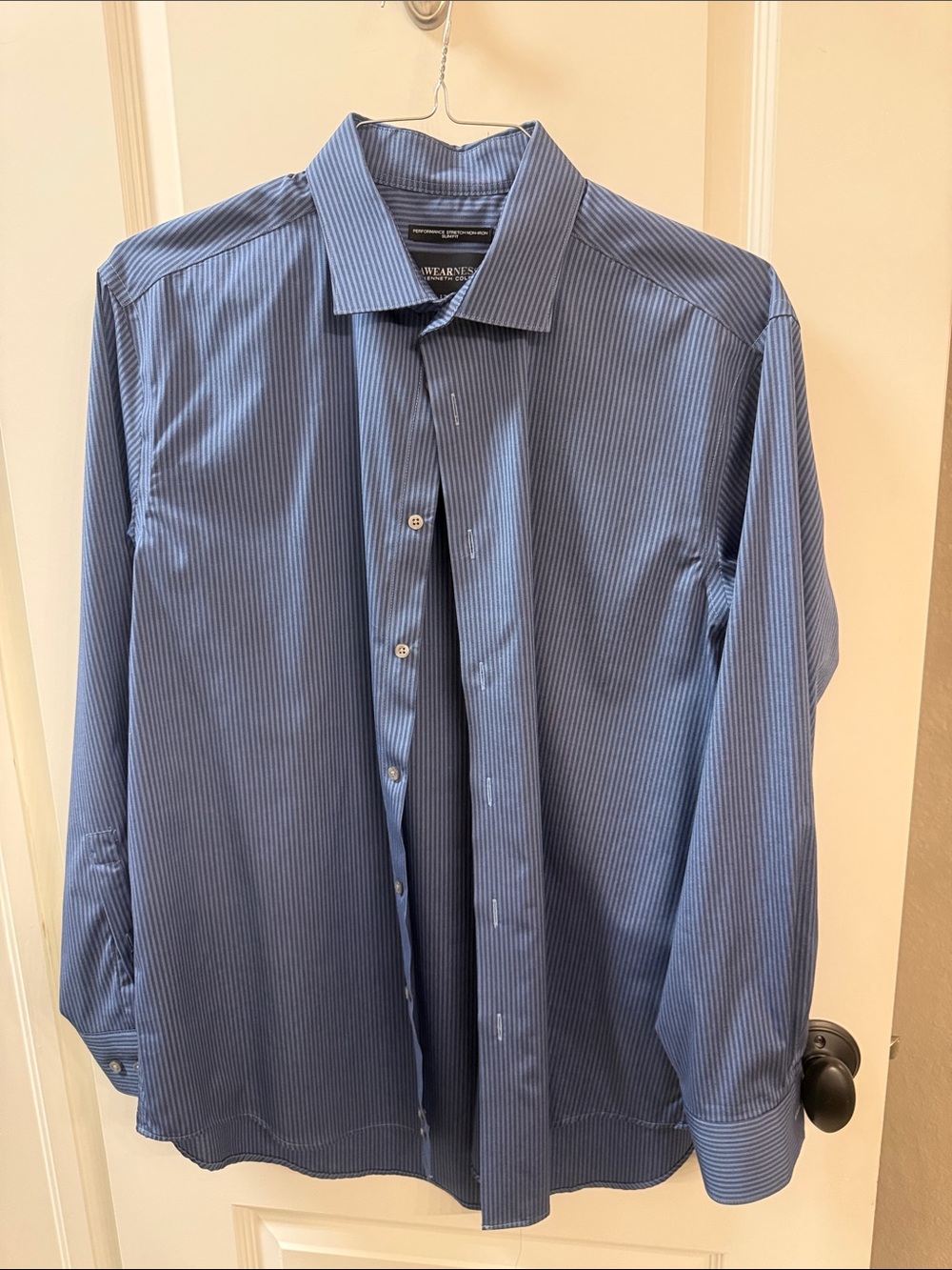 Kenneth Cole Blue Pinstripe Men's Dress Shirt